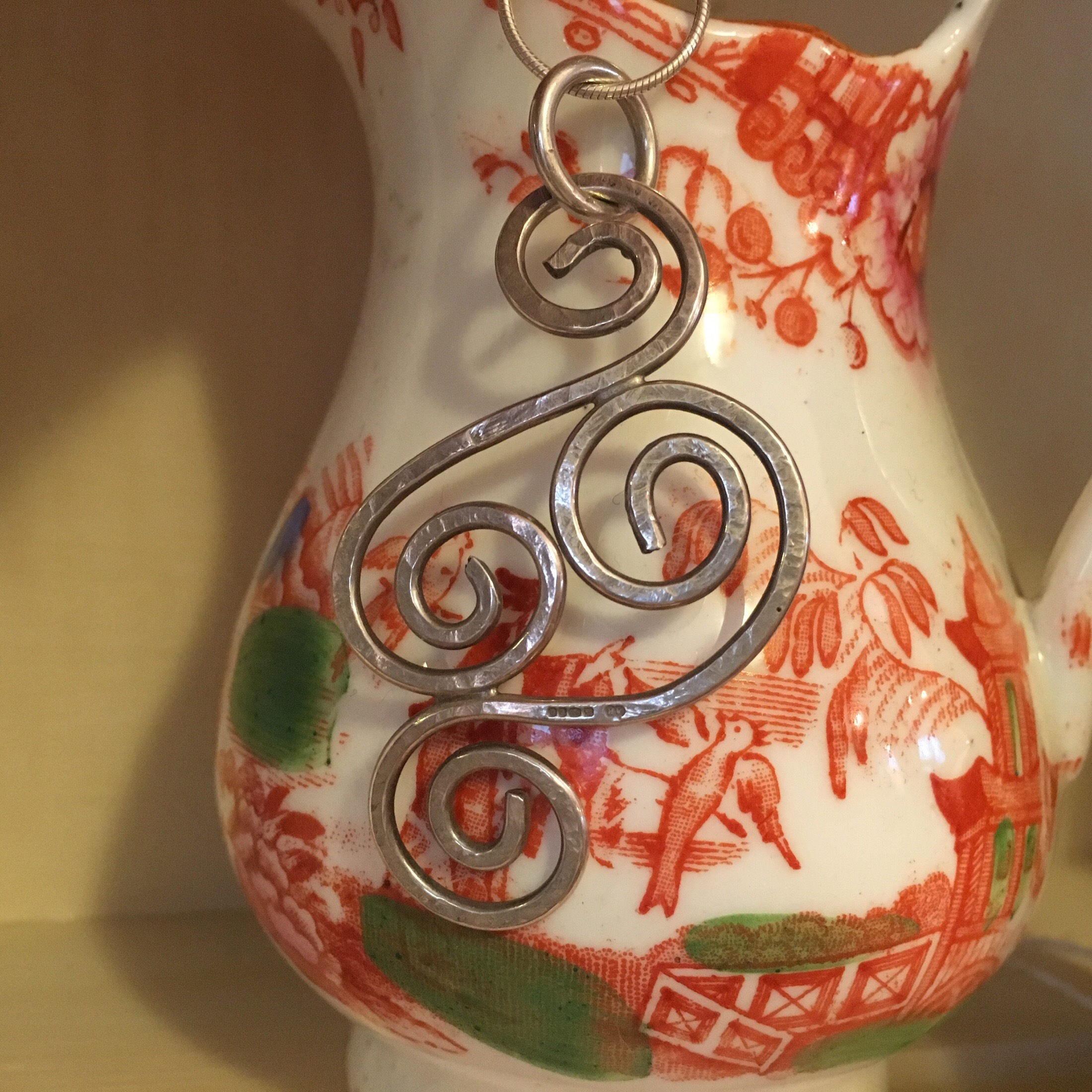 Large silver Celtic spiral pendant