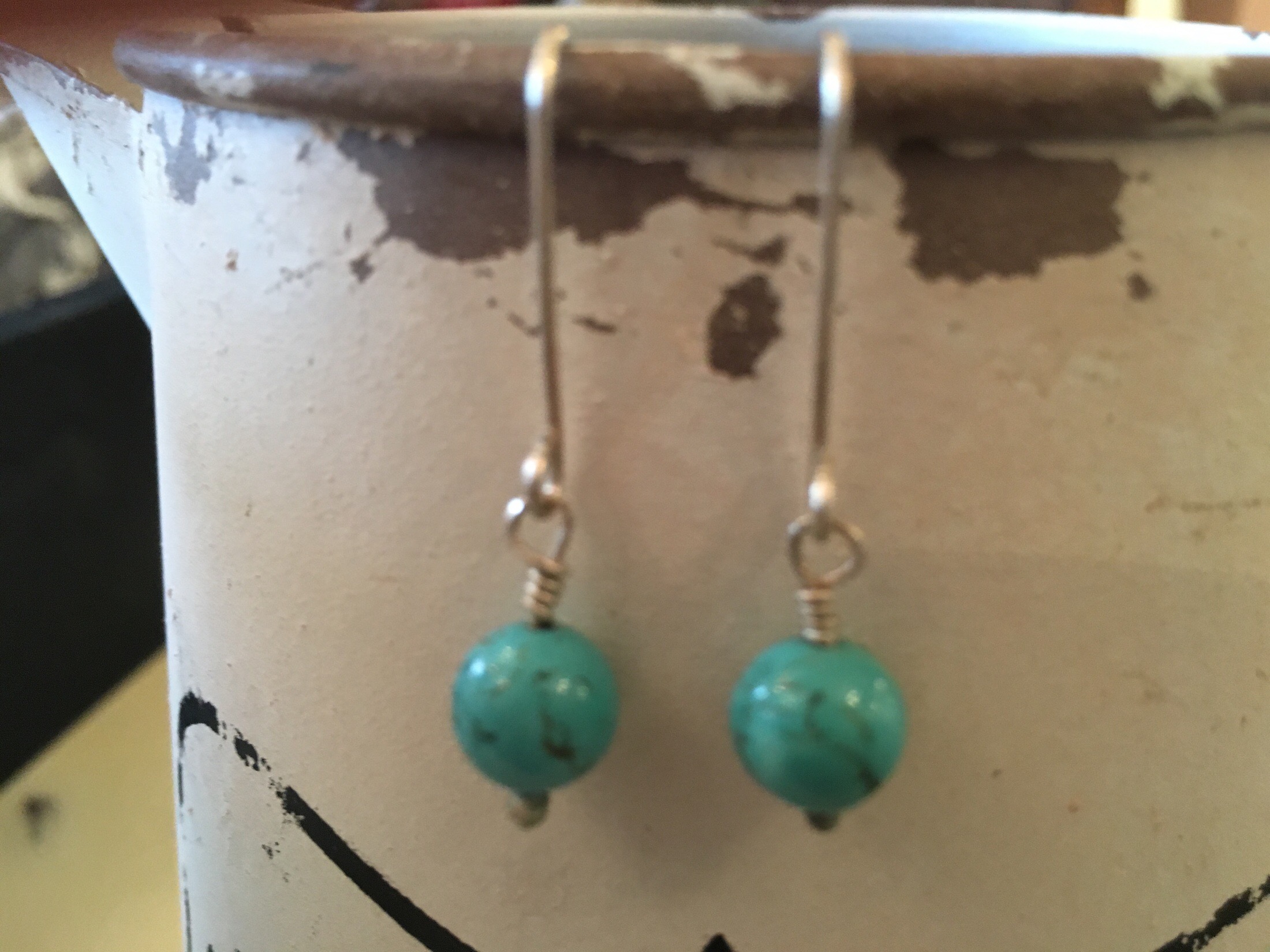 Silver turquoise drop earrings